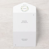 Monogram Greenery Floral Garland Gold Wedding All All In One Einladung (Außenbereich)