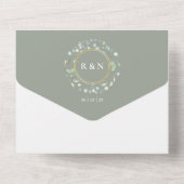 Monogram Greenery Floral Sage Green Wedding All In One Einladung (Rückseite)