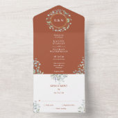 Monogram Greenery Floral Terracotta Wedding All In One Einladung (Innen Boden)