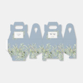 Monogram Greenery Foliage Dusty Blue Wedding Geschenkschachtel (Ungefaltet)