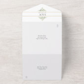 Monogram Greenery Gold Geometric Wedding All In One Einladung (Außenbereich)