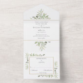 Monogram Greenery Gold Geometric Wedding All In One Einladung (Innen Boden)