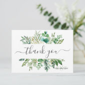 Monogram Greenery Gum Eucalyptus Vielen Dank Dankeskarte (Stehend Vorderseite)