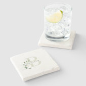 Monogram Greenery Steinuntersetzer (Seitenansicht)
