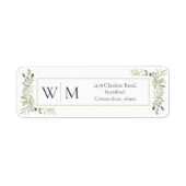 Monogram Greenery Watercolor Foliage-Adresse (Vorne)