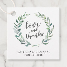 Monogram Greenery Wreath Elegant Wedding Geschenkanhänger