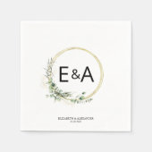 Monogram Greenery Wreaths Eucalyptus Wedding Serviette (Vorderseite)