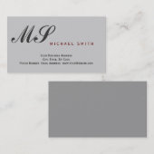 Monogram Grey Attorney at Law Business Card Visitenkarte (Vorne/Hinten)