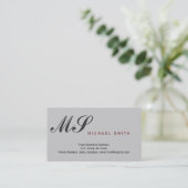Monogram Grey Attorney at Law Business Card Visitenkarte (Stehend Vorderseite)