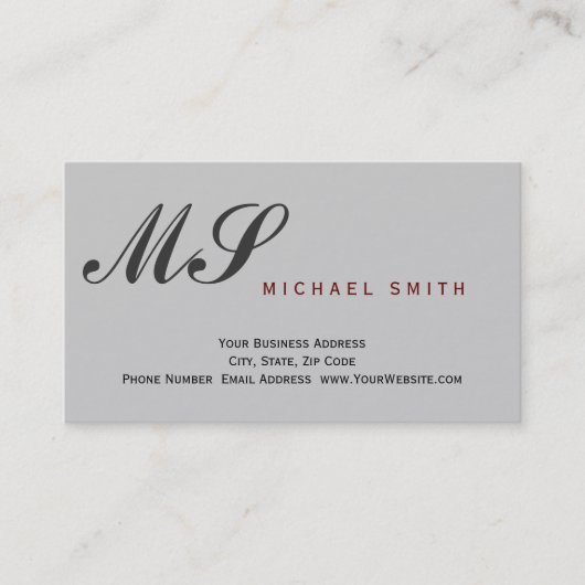 Monogram Grey Attorney at Law Business Card Visitenkarte (Vorderseite)