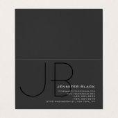 Monogram Grey Black Consultant Moderner Minimalist Visitenkarten (Außenseite Aufgefaltet)
