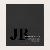 Monogram Grey Black Consultant Moderner Minimalist Visitenkarten (Außenseite Aufgefaltet)