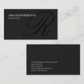 Monogram Grey Black Consultant-Visitenkarte Visitenkarte (Vorne/Hinten)