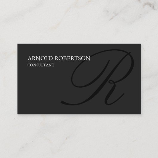 Monogram Grey Black Consultant-Visitenkarte Visitenkarte (Vorderseite)