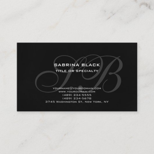 Monogram Grey Black Consultant-Visitenkarte Visitenkarte (Vorderseite)