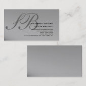 Monogram Grey Black Consultant-Visitenkarte Visitenkarte (Vorne/Hinten)