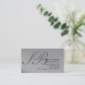 Monogram Grey Black Consultant-Visitenkarte Visitenkarte (Stehend Vorderseite)