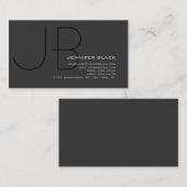 Monogram Grey Black Consultant-Visitenkarte Visitenkarte (Vorne/Hinten)