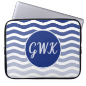 Monogram Grey Blue Wave Muster Electronics Bag Laptopschutzhülle (Vorderseite)