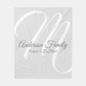 Monogram Grey Linen Look Fleecedecke (Vorderseite)