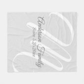 Monogram Grey Linen Look Fleecedecke (Vorderseite (Horizontal))