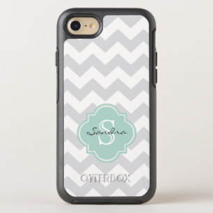 Monogram Grey Mint Green Zickzack Pattern OtterBox Symmetry iPhone 8/7 Hülle