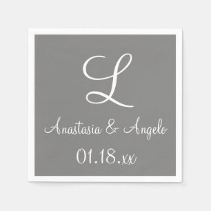 Monogram Grey Niedlich Color Design Napkins Serviette