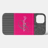 Monogram, Grey Pink Damask Stripe iPad Air Hüllen (Rückseite (Horizontal))