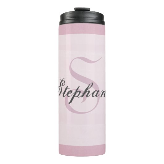 Monogram Grey Pink Trendy Elegante Girly Modern Thermosbecher (Vorderseite)