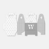 Monogram Grey Polka Dots Stripes Gable Favor Box Geschenkschachtel (Ungefaltet)