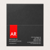 Monogram Grey Red Modern Consultant Visitenkarten (Außenseite Aufgefaltet)