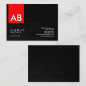 Monogram Grey Red Wood Modern Consultant Visitenkarte (Vorne/Hinten)