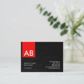 Monogram Grey Red Wood Modern Consultant Visitenkarte (Stehend Vorderseite)