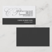 Monogram Grey Schwarz-weiß Consultant-Visitenkarte Visitenkarte (Vorne/Hinten)