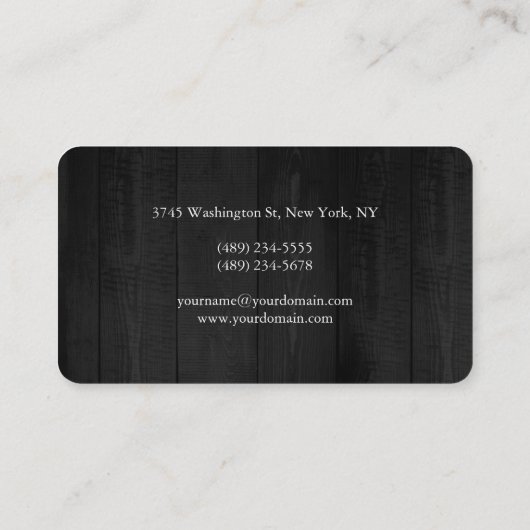 Monogram Grey Wood Monogram Manager Minimalistisch Visitenkarte (Rückseite)