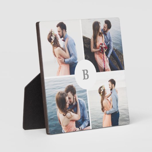 Monogram Grid Collage Foto Fotoplatte (Vorderseite)