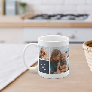 Monogram Grid Foto Collage Kaffeetasse