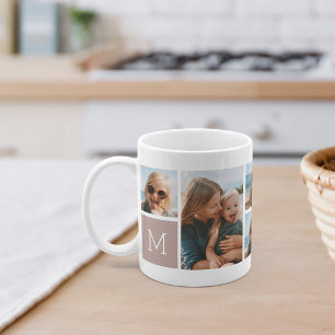 Monogram Grid Foto Collage Kaffeetasse
