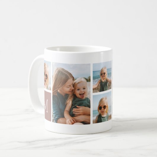 Monogram Grid Foto Collage Kaffeetasse (Vorderseite Links)