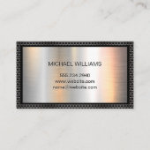 Monogram Grill Pattern Chrome Metallic Banner Visitenkarte (Rückseite)