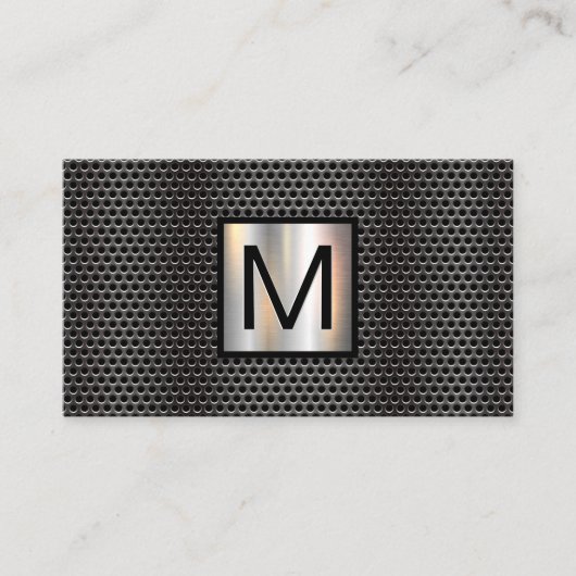 Monogram Grill Pattern Chrome Metallic Banner Visitenkarte (Vorderseite)