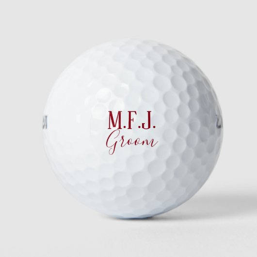 Monogram Groom Red and White Souvenir Golfball (Vorderseite)