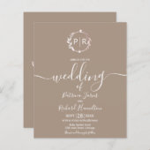 Monogram Grullo Budget Wedding Einladung (Vorne/Hinten)