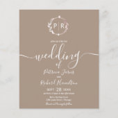 Monogram Grullo Budget Wedding Einladung (Vorderseite)