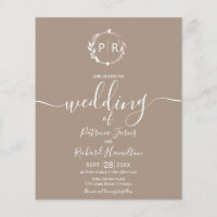 Monogram Grullo Budget Wedding Einladung