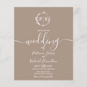 Monogram Grullo Budget Wedding Einladung
