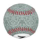 Monogram Grüne Blumentapete Baseball (Rückseite)