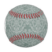 Monogram Grüne Blumentapete Baseball (Vorderseite)