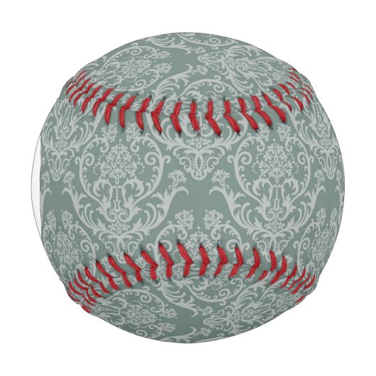 Monogram Grüne Blumentapete Baseball (Vorderseite)