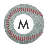 Monogram Grüne Blumentapete Baseball (Vorderseite Links)